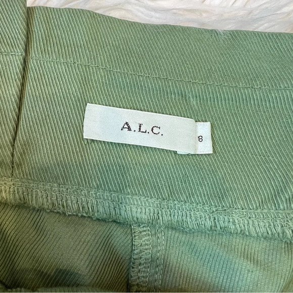 NWOT A.L.C. Cobin Paperbag Waist High Rise Belted Pants Fern Green Twill Women 8 - Picture 8 of 12